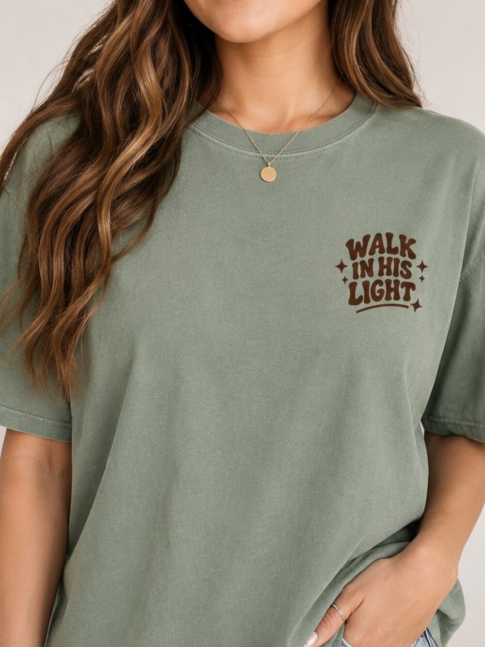 Walk in His Light Christian Shirt, Comfort Colors Tee, 1 John 1:7 Bible Verse Sh